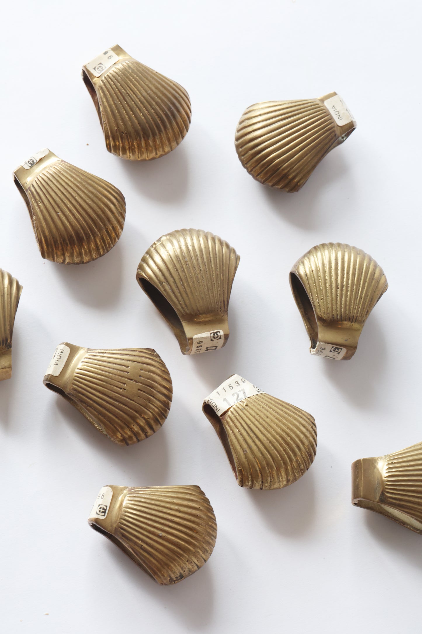 Vintage Brass Clam Napkin Holder Set