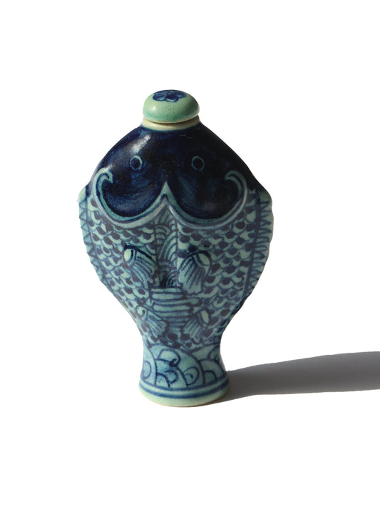 19th Century Koi Ceramic Snuff Bottle