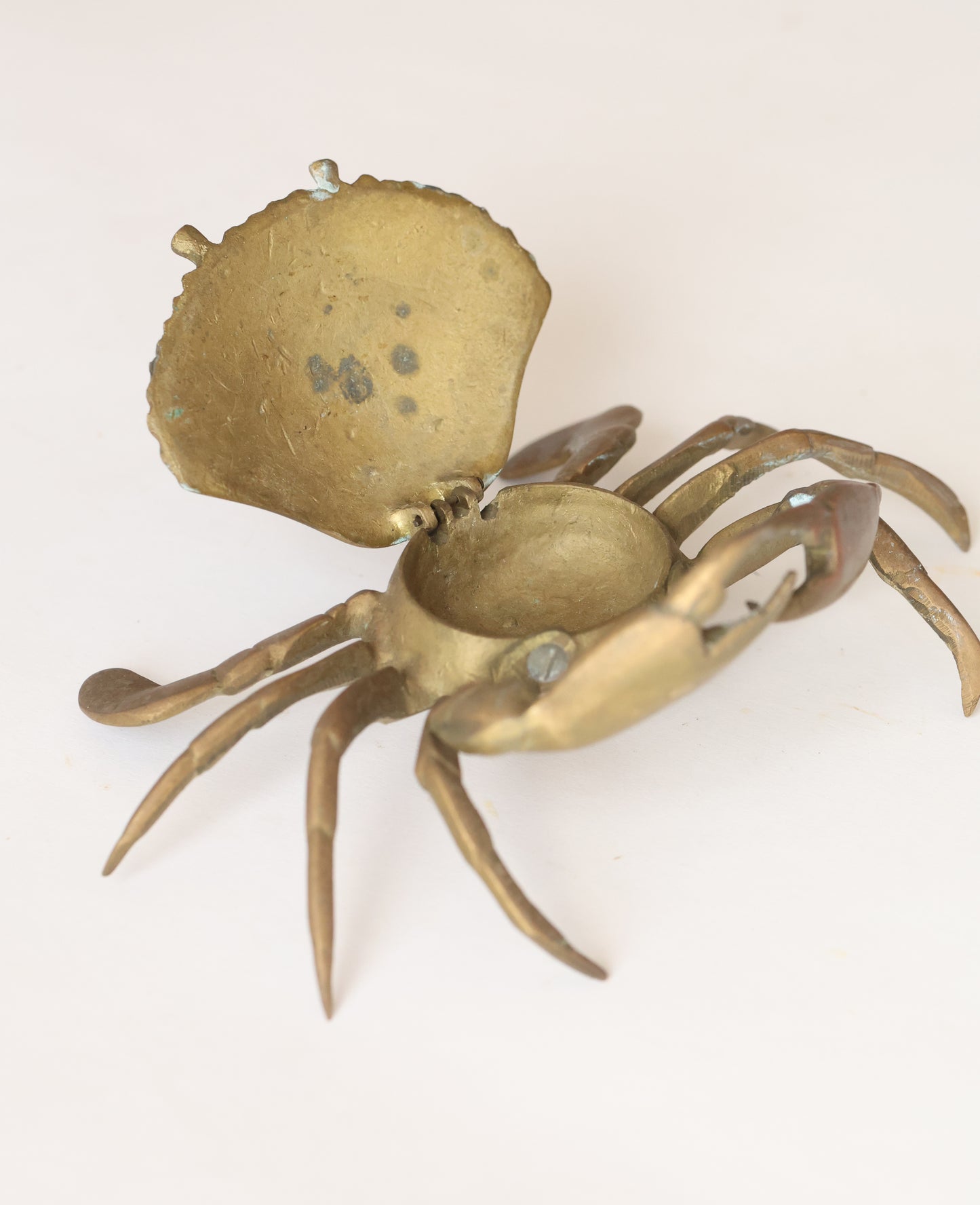 Vintage Brass Crab Stash Box