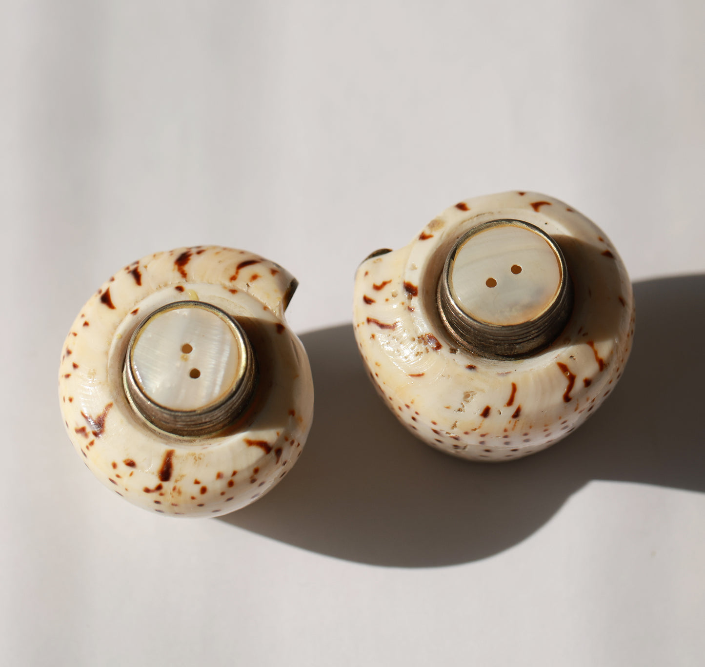 Vintage Flea Cone Shell S&P Shakers
