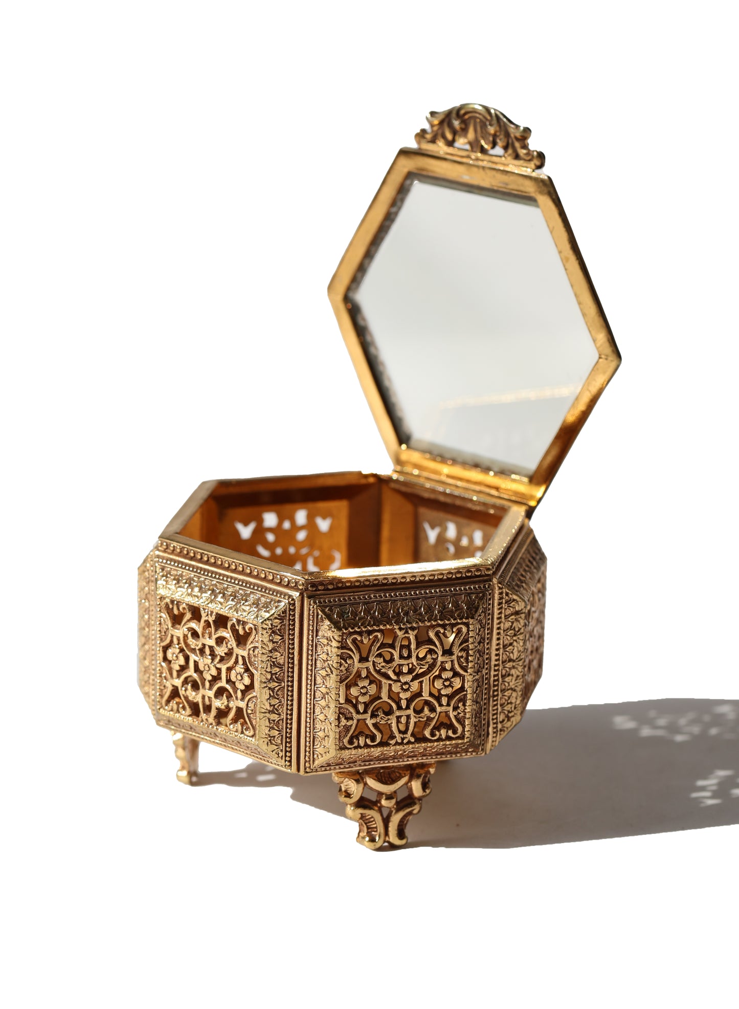 1960s Japan Filigree Glass Basket Box