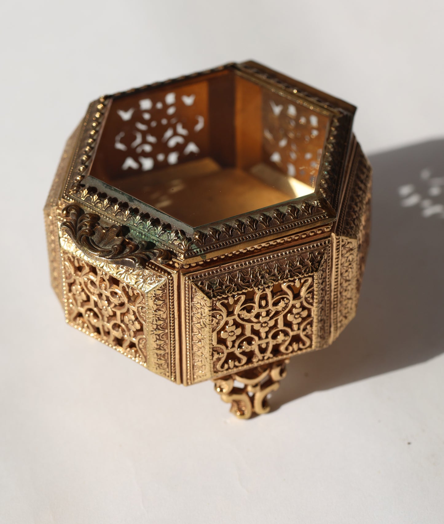 1960s Japan Filigree Glass Basket Box