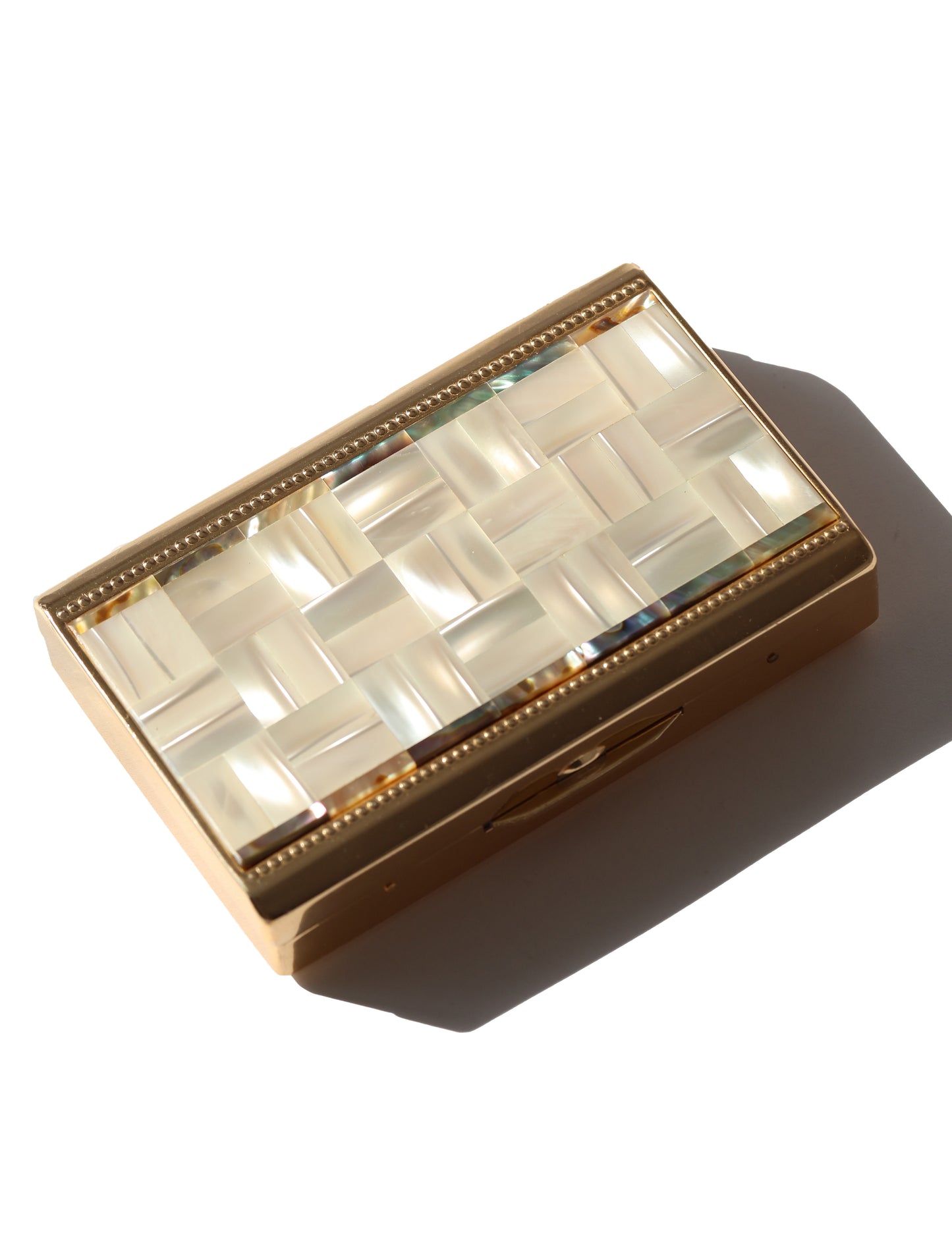 Vintage Mosaic Shell Mirror Cigarette Box