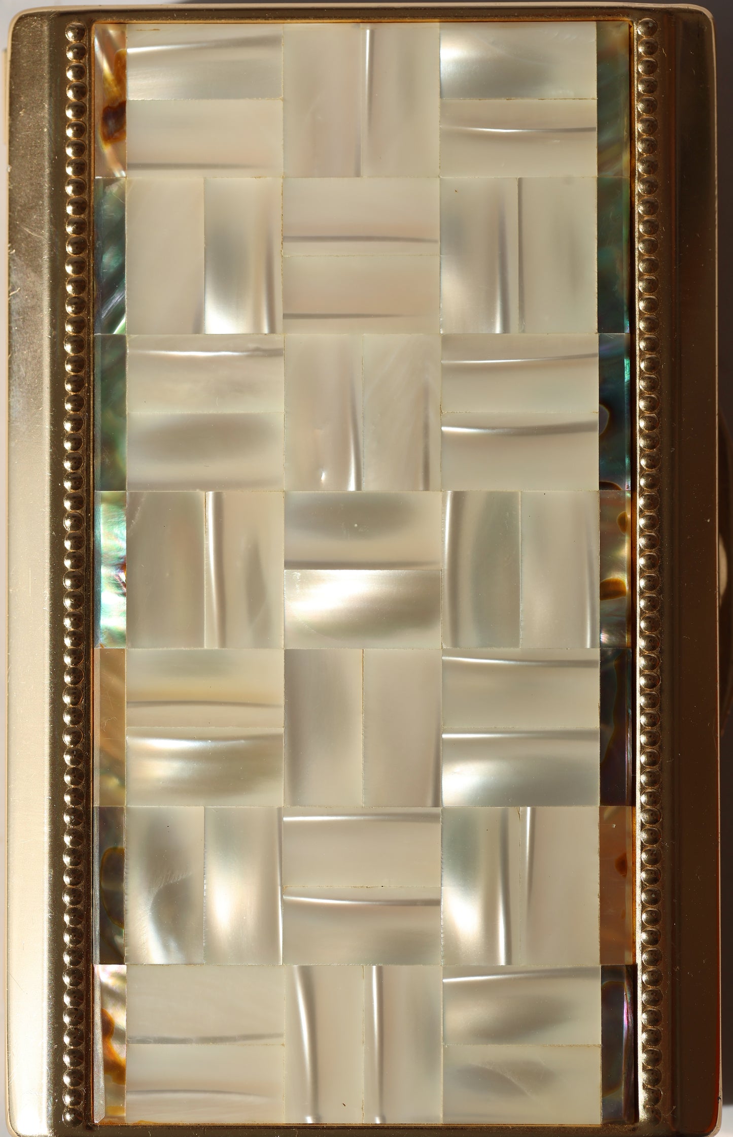 Vintage Mosaic Shell Mirror Cigarette Box