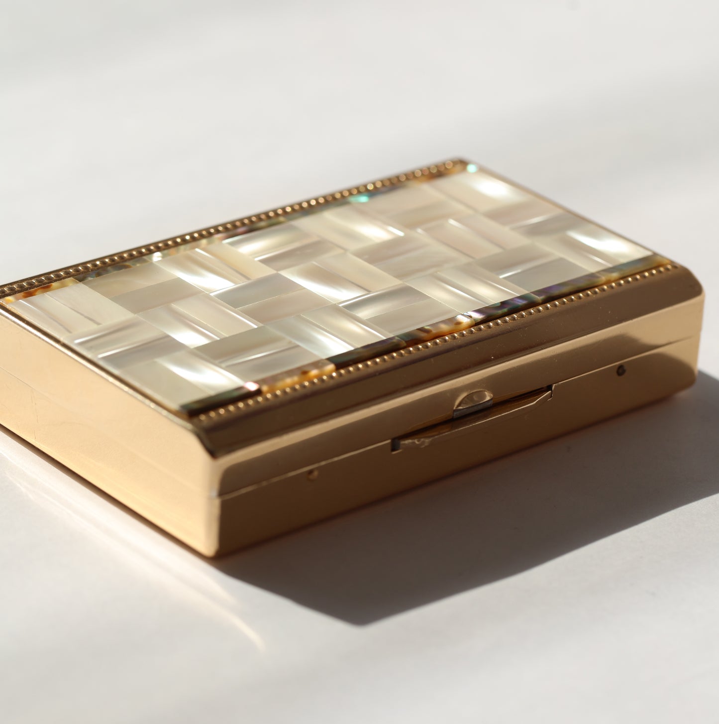 Vintage Mosaic Shell Mirror Cigarette Box