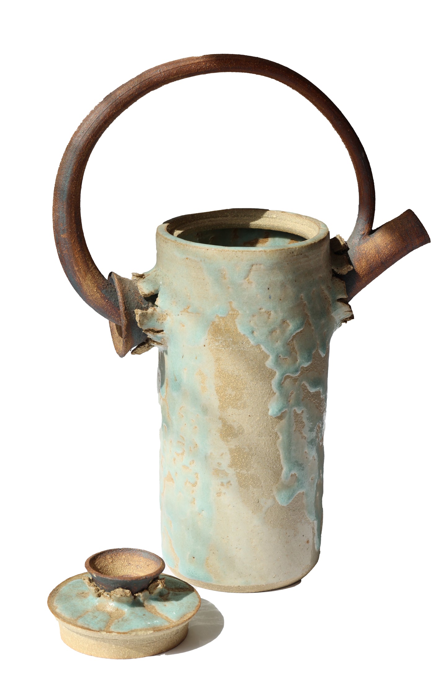 One of A Kind Brutalist Ceramic Pitcher and Cup Set