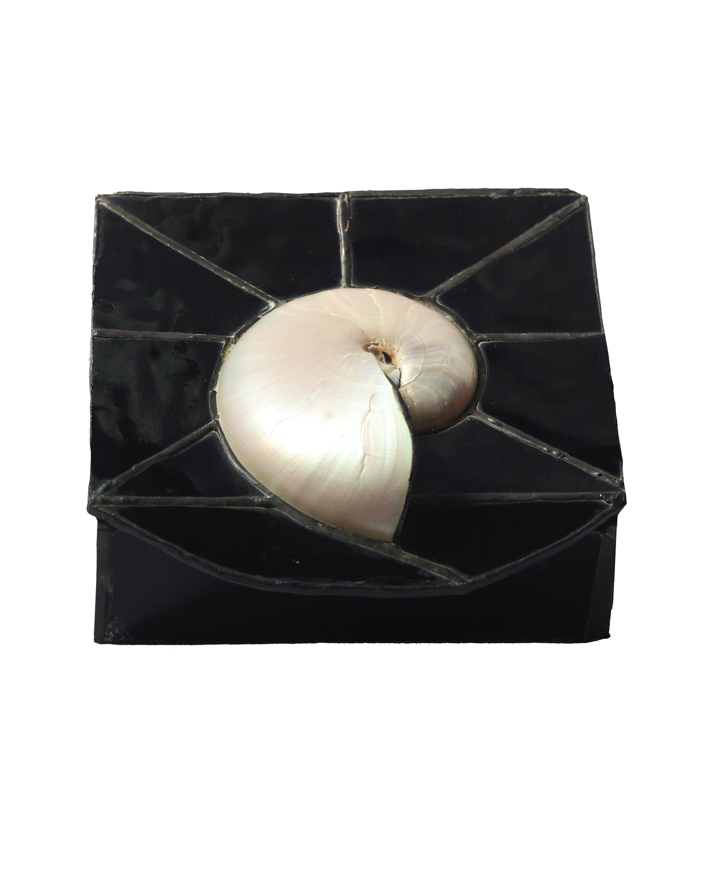 Vintage Nautilus Glass Mirror Box