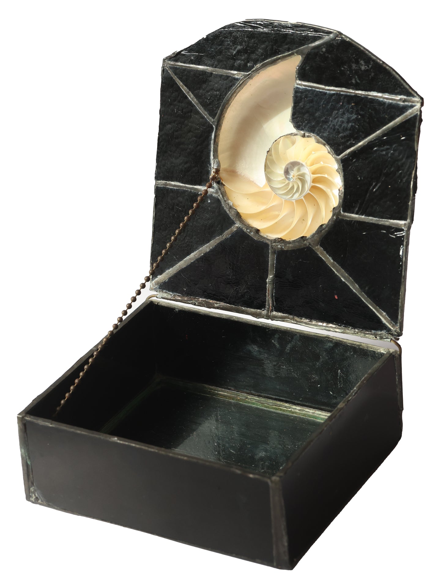 Vintage Nautilus Glass Mirror Box