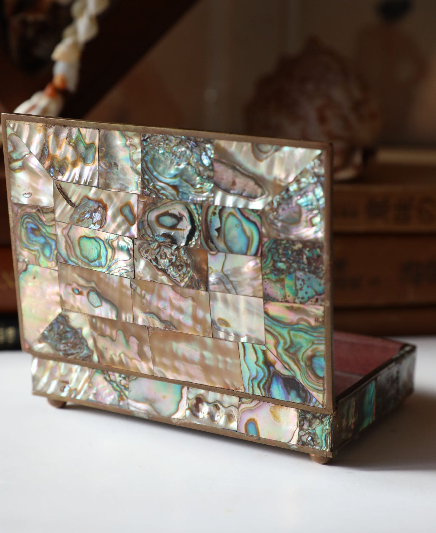 1980s Abalone Shell Mosaic Inlay Stash Box