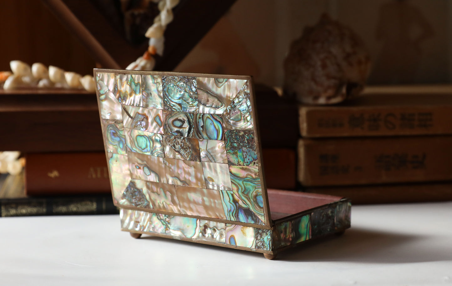 1980s Abalone Shell Mosaic Inlay Stash Box