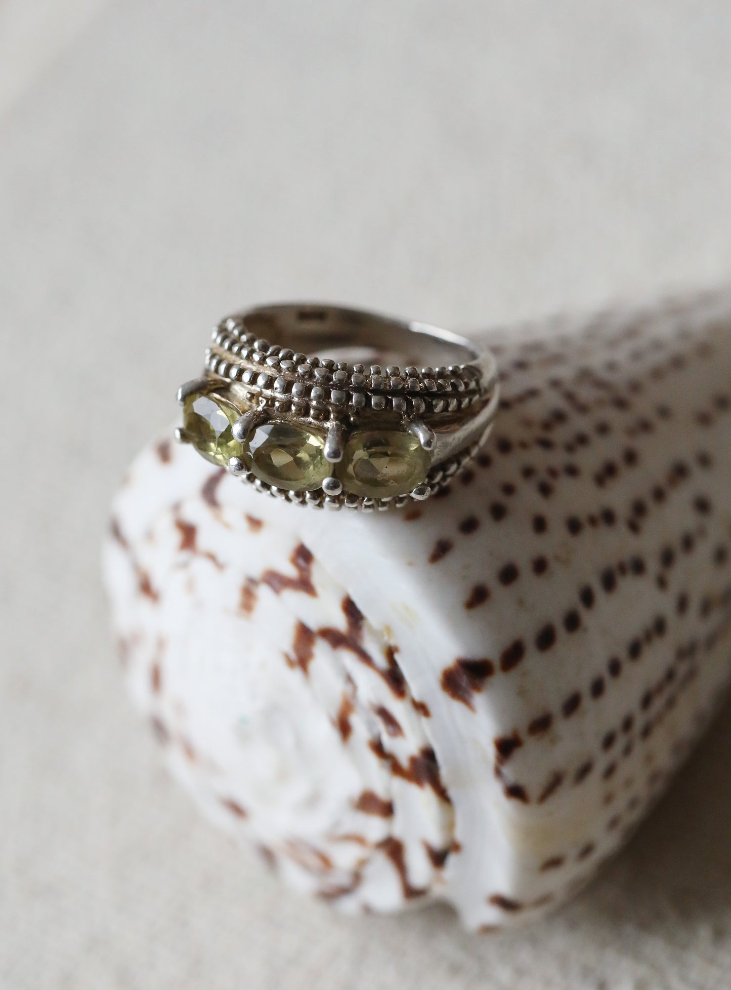 Art Deco Yellow Tourmaline 925 Silver Ring