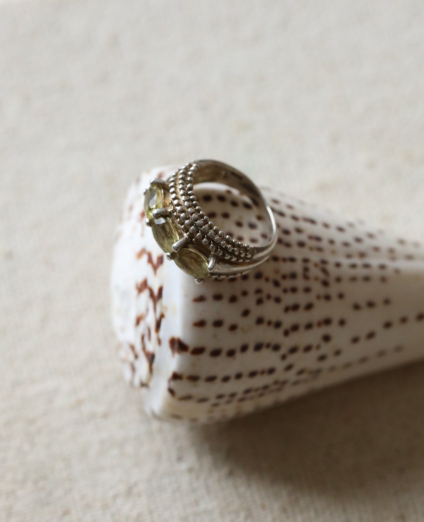 Art Deco Yellow Tourmaline 925 Silver Ring