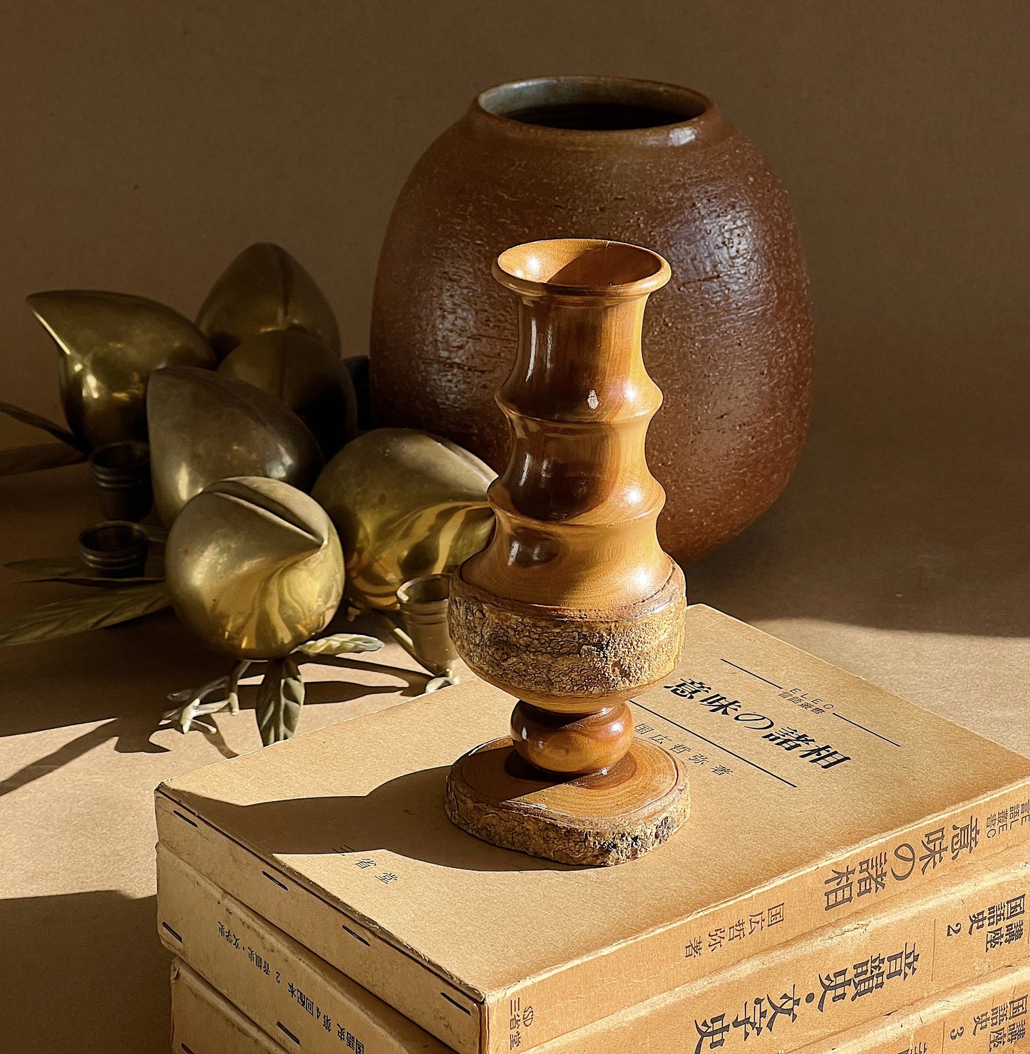 1980's Wooden Vase Vessel Set