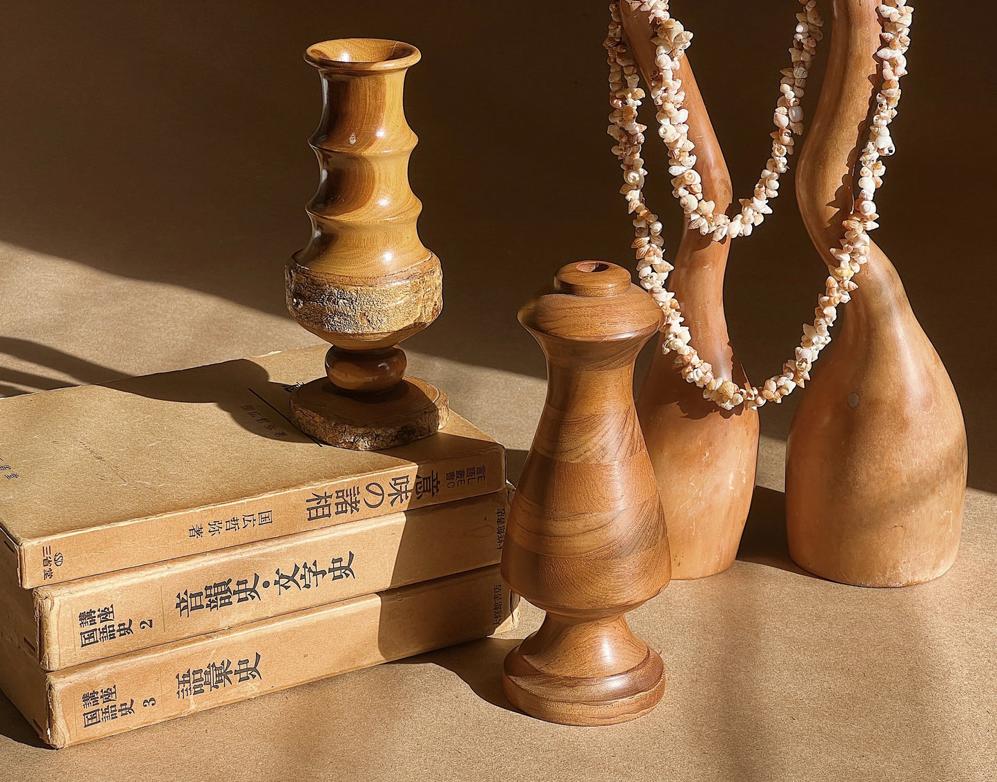 1980's Wooden Vase Vessel Set