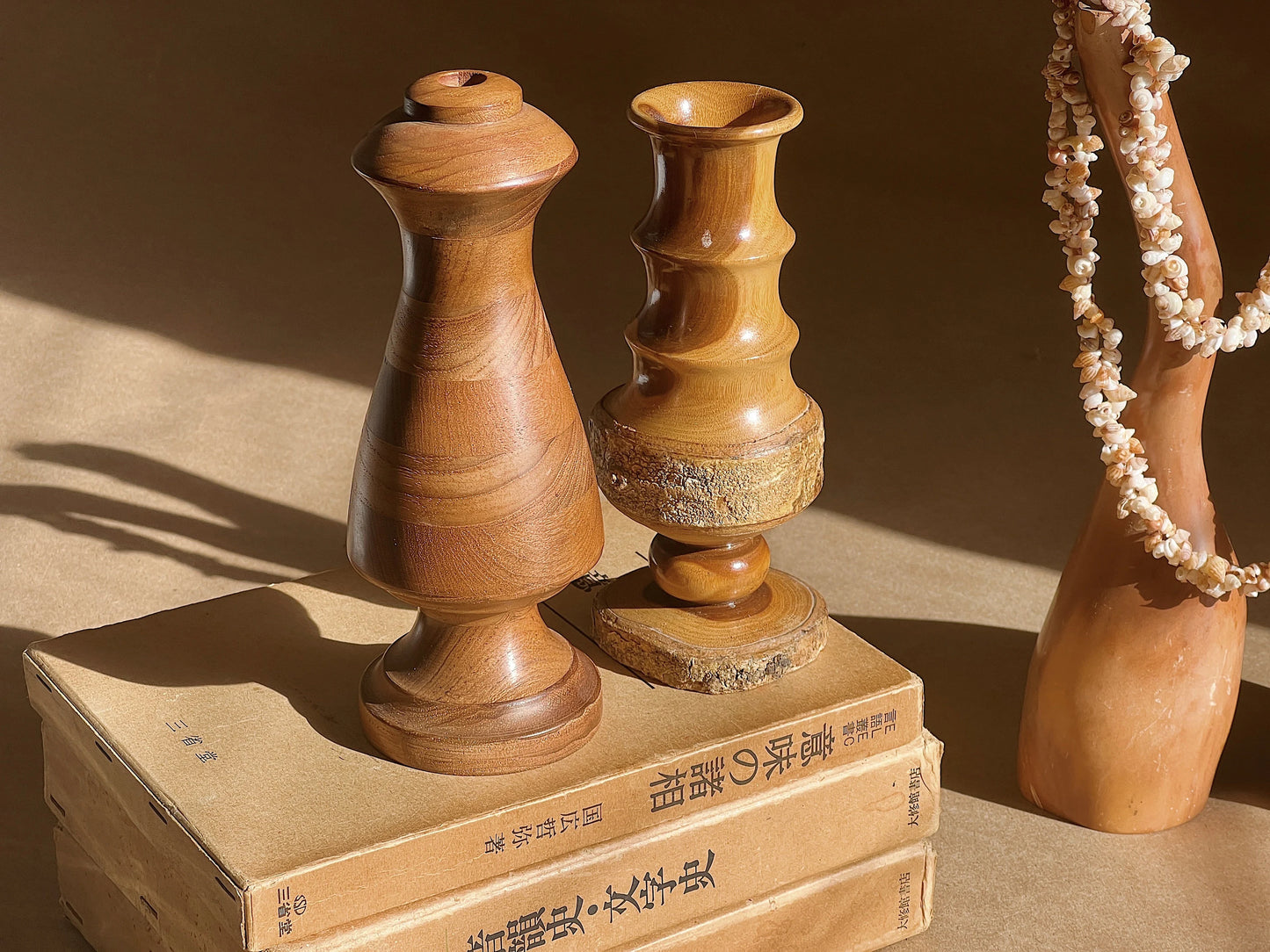 1980's Wooden Vase Vessel Set