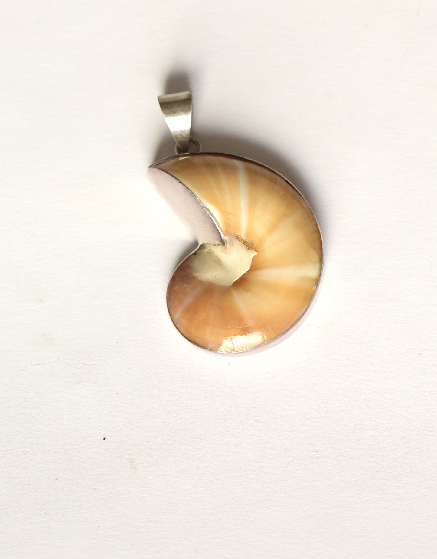 Vintage Sterling Silver Mounted Shell Pendant