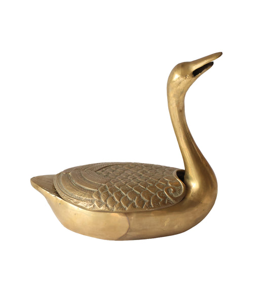 Vintage Brass Swan Stash Box