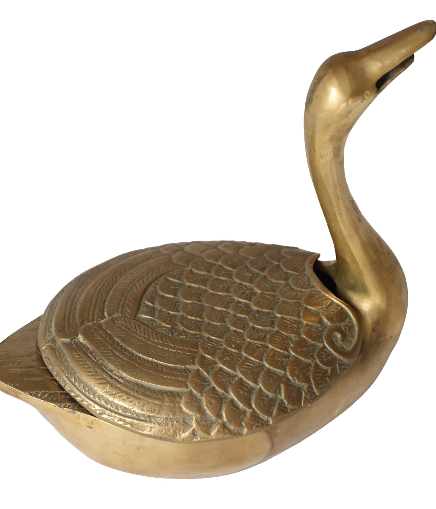 Vintage Brass Swan Stash Box