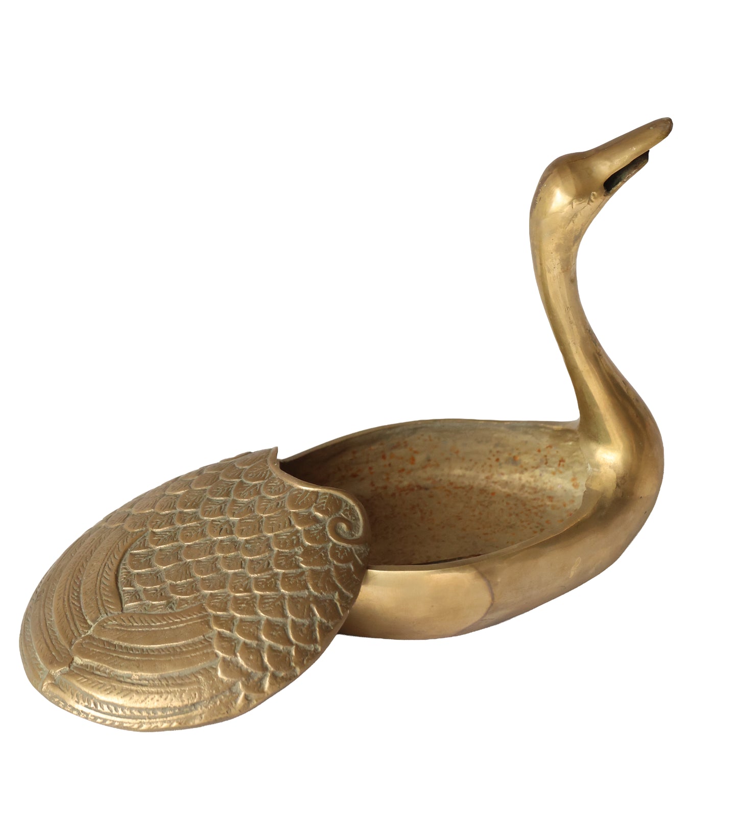 Vintage Brass Swan Stash Box