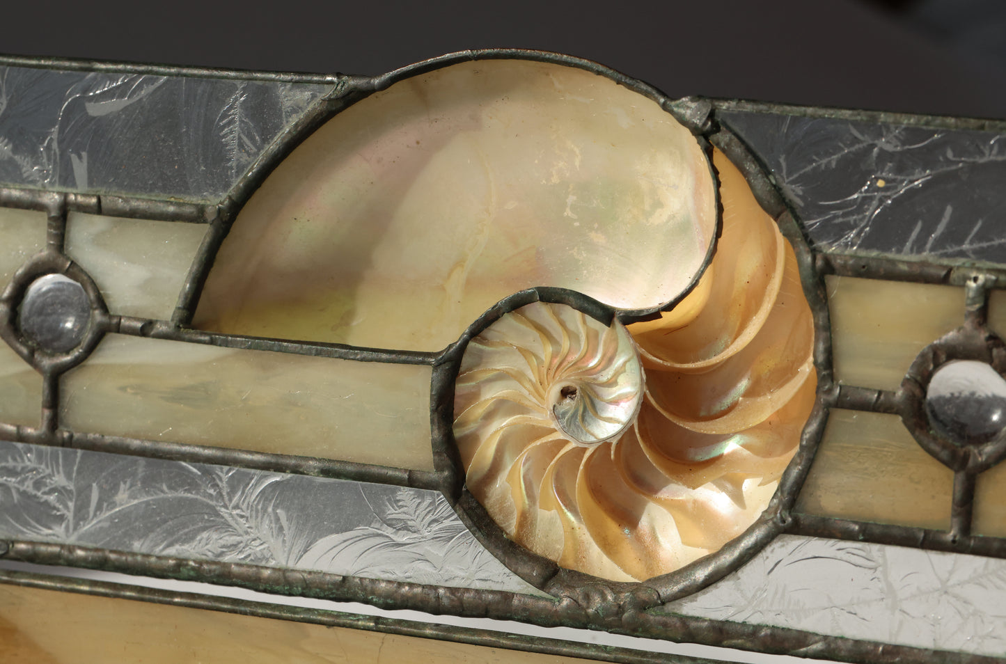 RARE 1996 Nautilus Shell Stained Glass Box
