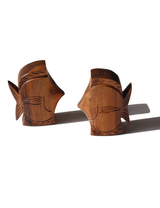 Vintage Koa Wood Fish S&P Shakers