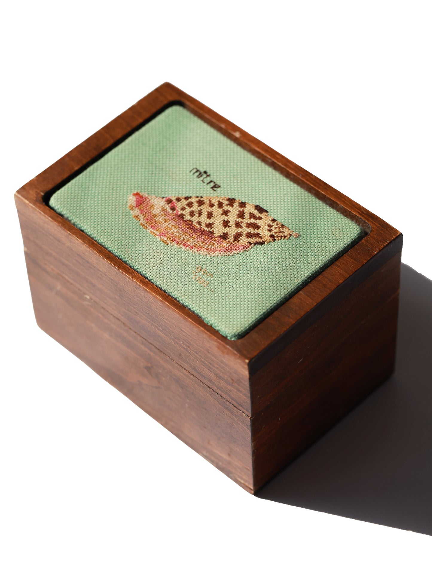 Vintage Cross Stitch Miter Shell Box