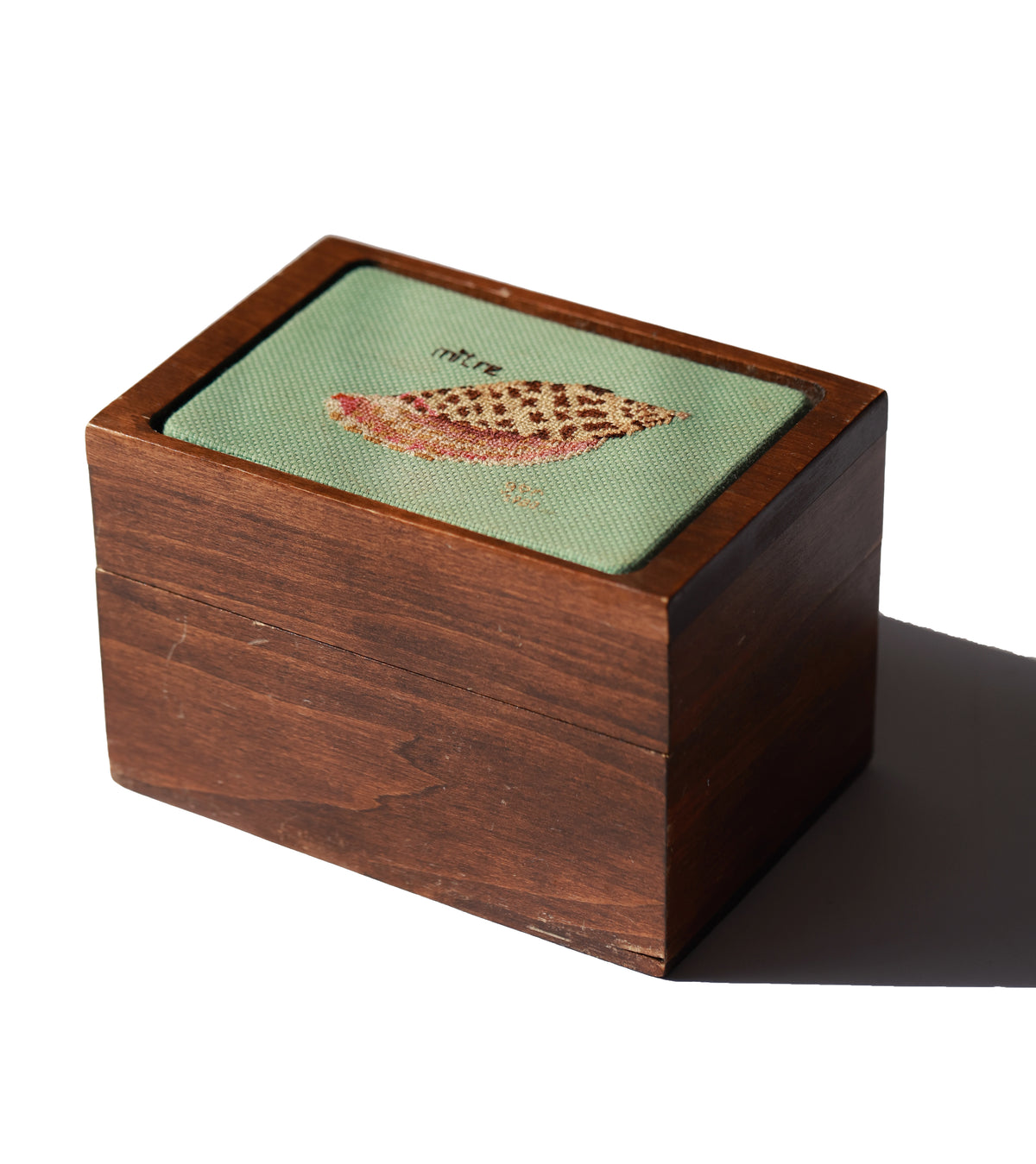 Vintage Cross Stitch Miter Shell Box