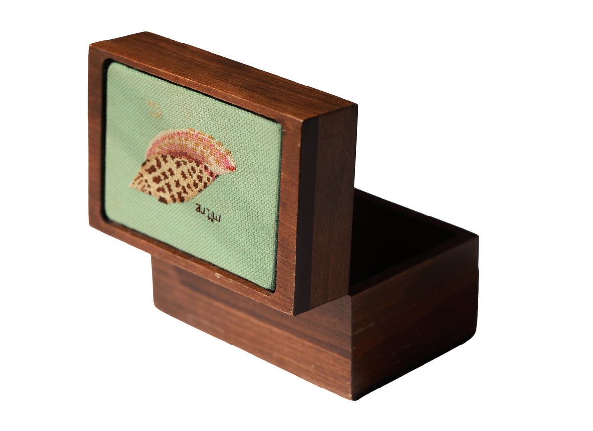 Vintage Cross Stitch Miter Shell Box