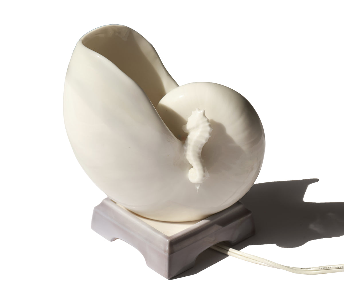 Vintage Japan Porcelain Nautilus Shell Lamp