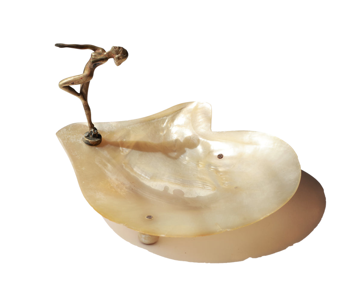 Antique Italian Art Nouveau Woman Caviar Dish