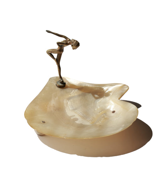 Antique Italian Art Nouveau Woman Caviar Dish