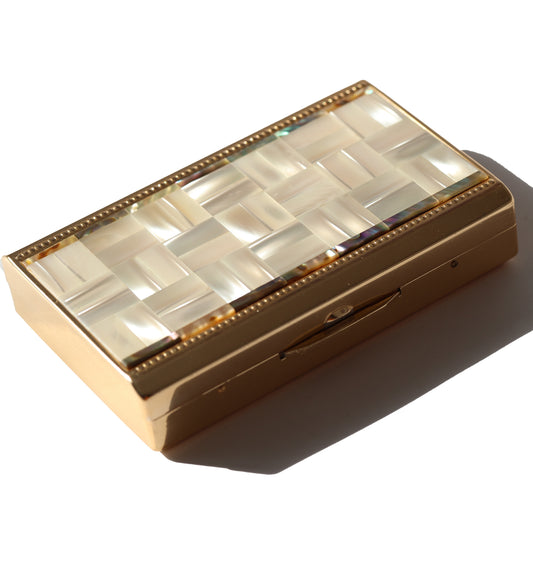 Vintage Mosaic Shell Mirror Cigarette Box