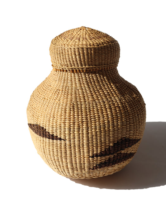 Handwoven South African Lidded Decorative Basket