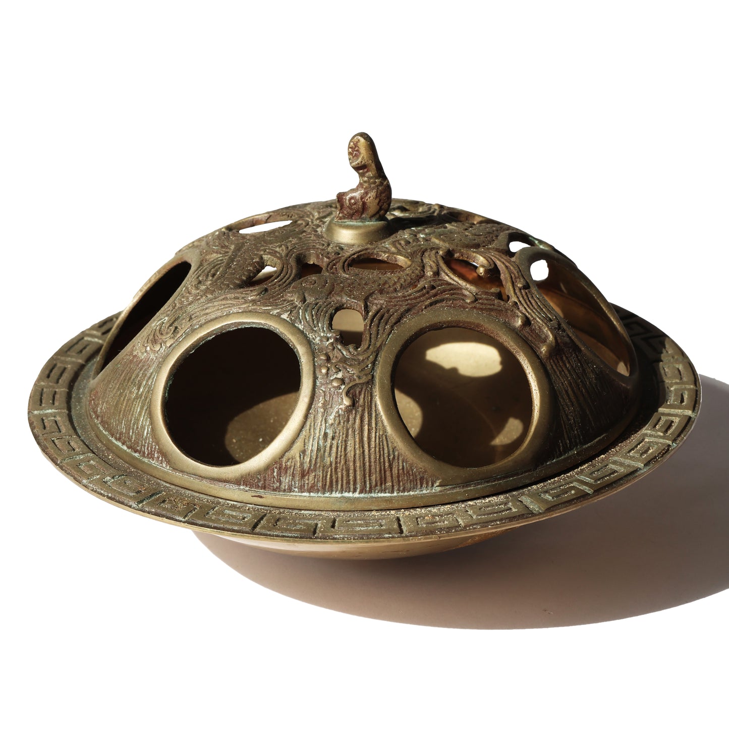 Antique Brass Fish Etched Lidded License Holder