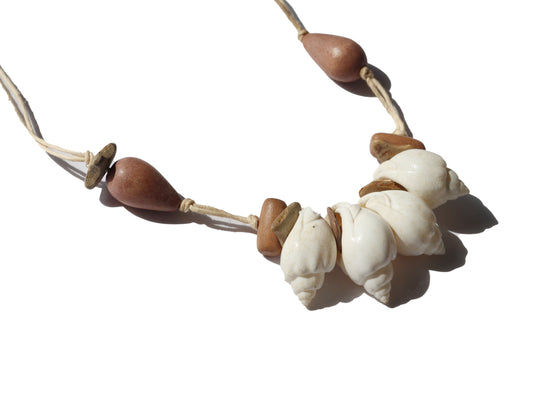 Boho Shell Wooden Bead Necklace