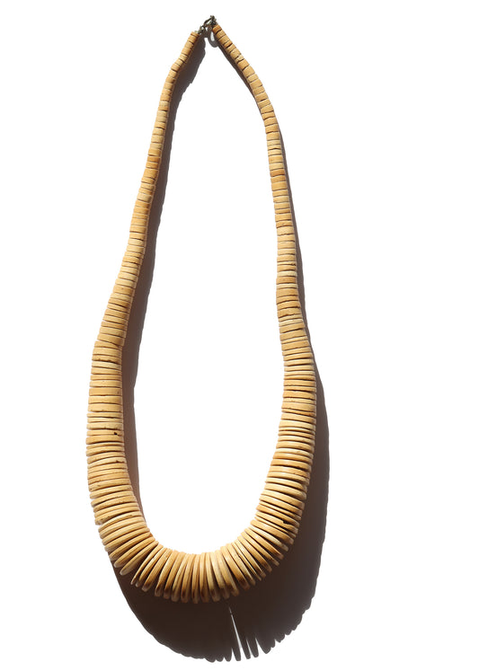 Vintage Wood Bead Disc Necklace