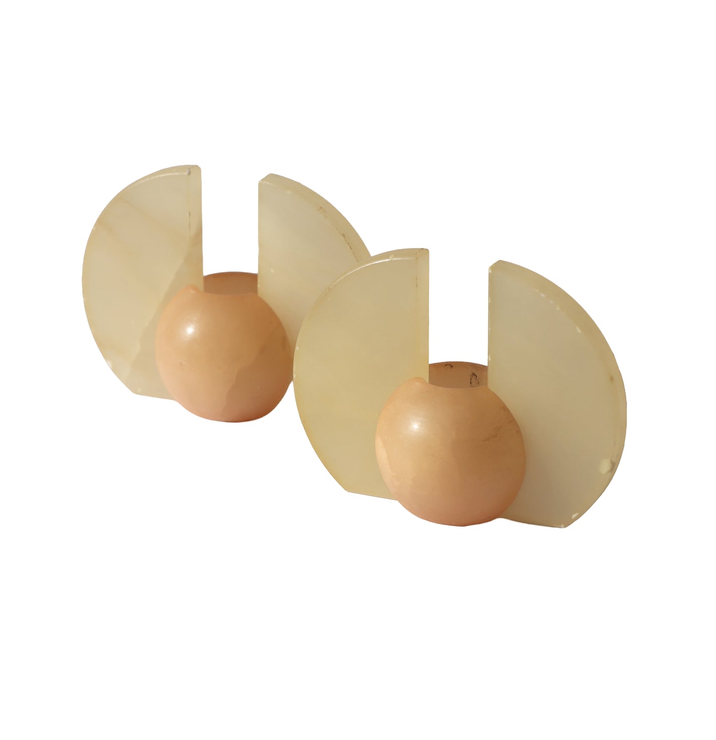 Art Deco Onyx Stone Candle Stick Holders