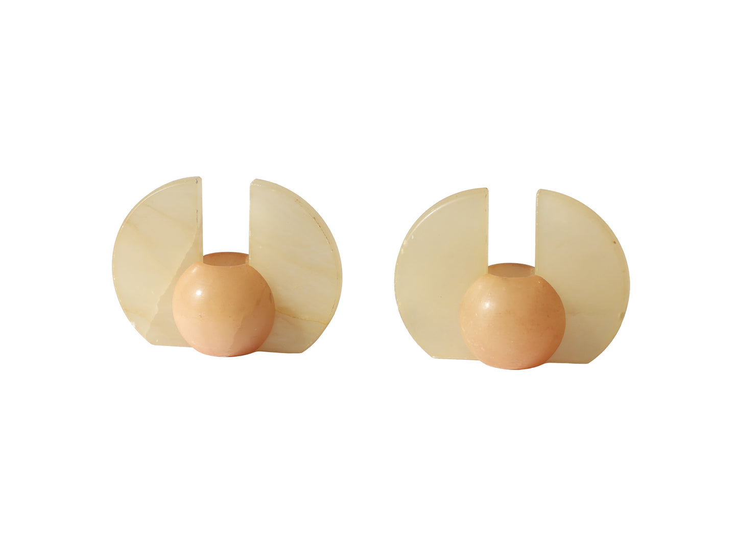 Art Deco Onyx Stone Candle Stick Holders