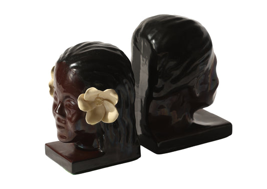 RARE Antique Polynesian Bust Ceramic Bookend