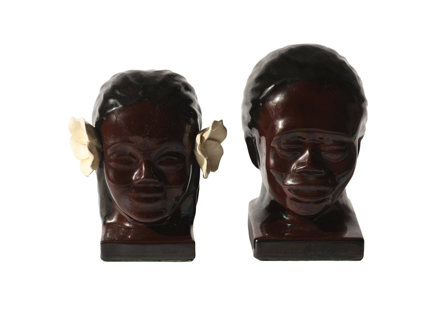 RARE Antique Polynesian Bust Ceramic Bookend