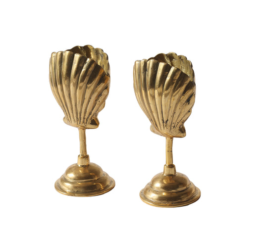Vintage Brass Scallop Shell Card Holder
