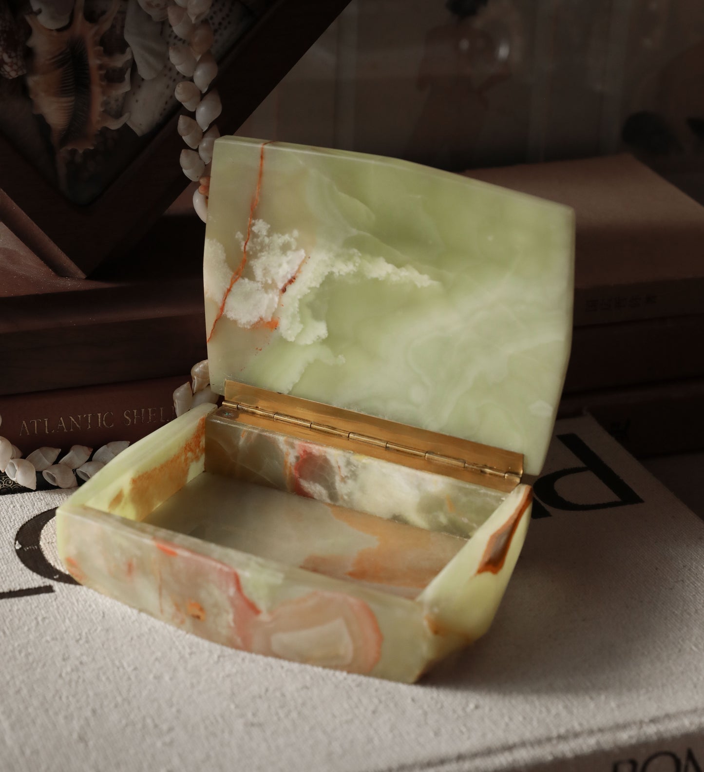 Vintage Onyx Stone Trinket Box