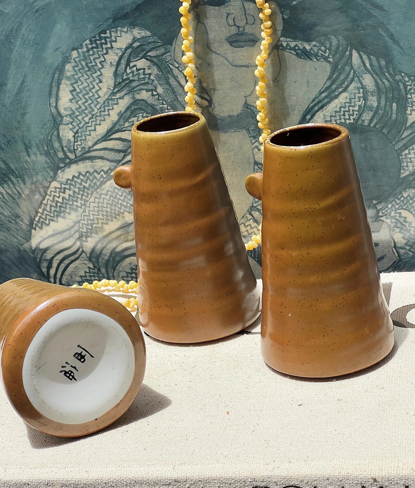 Vintage Japanese Ceramic Mugs Set of 3